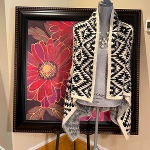 Funky & Fuzzy | Striking Open Long Sweater | B&W Pattern